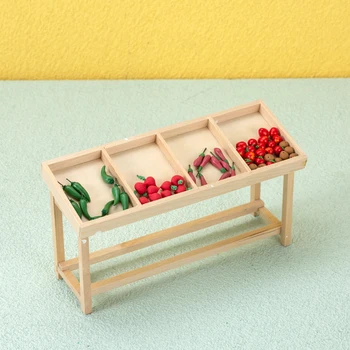 1:12 Medinių Lėlių Miniatiūriniai Vaisių, Daržovių Stovo Rankų Darbo Vaisių Džiovykla Kiosko, Virtuvė, Mini Maisto Baldų Modelis Priedai Žaislas