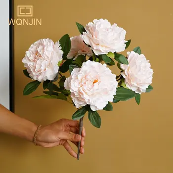 1Bunch 45cm Dirbtinės Gėlės, Bijūnai Šilko Netikrą Gėlės Vestuves Namų Puošybai Gėlių Puokštė Vainikas 