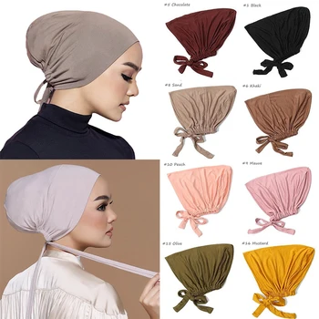 2021 Naujas Minkštas Modalinis Musulmonų Turbaną Skrybėlę Vidinės Vidinės Kepurės Islamo Underscarf variklio Dangčio Skrybėlę Moterų Galvos wrap Turbante Mujer