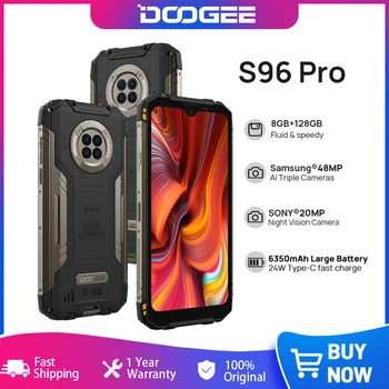 Atstumas DOOGEE S96 Pro Ruggeed telefono 48MP Turas Quad Kamera Smartphone 20MP Infraraudonųjų spindulių Naktinio Matymo Octa Core 8GB+128GB 6350mAh