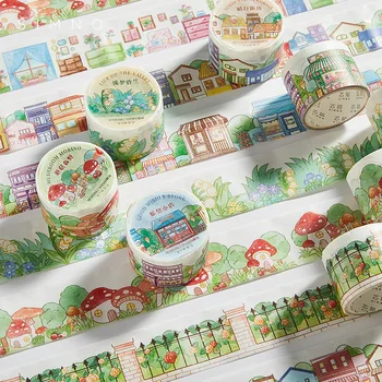Derliaus Grybų, augalų, gėlių namai Washi Tape Scrapbooking Dekoratyvinis Lipnios Juostos Popieriaus Japonijos Kanceliarinės prekės Lipdukas