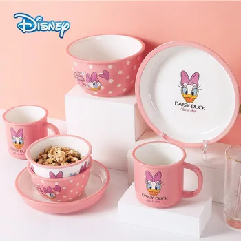 Disney Namų Stalo Daisy Duck Keramikos Maisto Dubenėlį Ryžių Plokštė Patiekalas Animacinių Filmų Keraminiai Valgomieji Vaisiai Patiekalas, Pusryčiai Plokštė