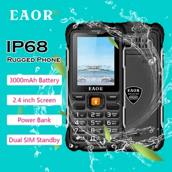 EAOR 2G Tvirtas Telefonas IP68 Vandens/Dulkių-patvirtinimo Mygtukas Telefono 3000mAh Atvirkštinio Apmokestinimo Klaviatūra Telefono Funkcija, Telefonas su Žibintuvėliu