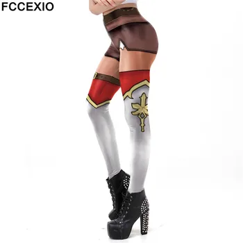 FCCEXIO Moterų Anime 3D Atspausdintas Seksualus Slim Treniruotės Antblauzdžiai Aukšto Juosmens Sportinės Kelnės 2021 Naujas Moterų Liesas Fitneso Antblauzdžiai