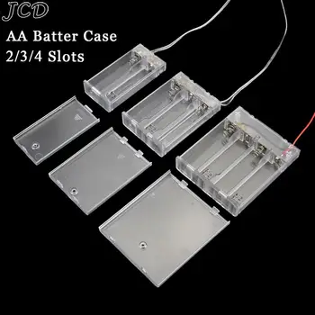 JCD 1PCS Skaidrios Baterijos Laikymo Atveju Box 2 3 4 Slots AA Baterijų Laikiklis Dėžutė Atveju NE/IŠJUNGIMO Mygtuką, Jungiklį &Viela, Švinas