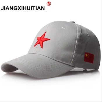jiangxihuiyian Markių 2018 Hot 100% medvilnės red star beisbolo kepuraitę pentagram siuvinėjimo laisvalaikio skrybėlę 3color 1pcs nauja atvykti