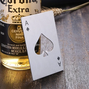 Juoda/sidabrinė Pokerio Kortelės formos, Alaus Butelis Vyno Stiklainis Atidarytuvas Asmeninį Kūrybos Nerūdijančio Plieno Butelio Atidarytuvas Baro Priemonė 1pcs