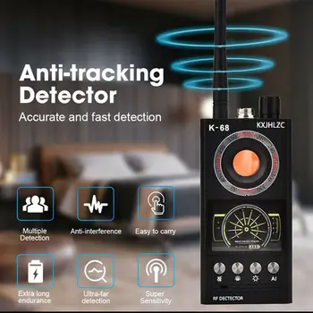 K68 Signalo Patikrinimo Detektorius Įranga Anti-Spy Detektorių, Kameros Pinhole Objektyvas Aptikti GSM Prietaisas GPS Tracker Kovos su slapto pasiklausymo