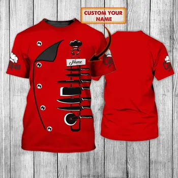 Karšto Pardavimo Mados marškinėliai Užsakymą Pavadinimas Šefas Raudona 3D Spausdinimo Mens Vasaros trumpomis rankovėmis Unisex Atsitiktinis sporto marškinėliai DW16