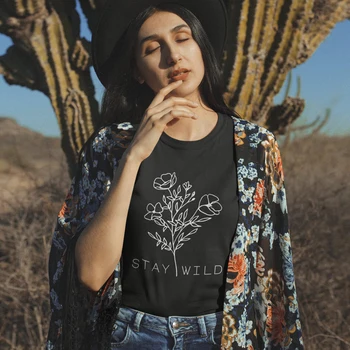 Likti Laukinių Gėlių T-shirt Estetinės Vasaros trumpomis Rankovėmis Wildflower Pobūdžio Tee Top Mielos Moterys Hipių Grunge Marškinėlius