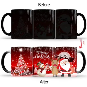 Naujas Kalėdų spalvos keičiasi puodelis kūrybinės keramikos šilumai jautrus magija kavos, arbatos puodelio