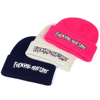 Naujas Mados Beanie Skrybėlių Laišką Siuvinėjimo Moterys, Kasdien, Žiemą šilta Skrybėlę Hip-hop slidinėjimo Megzta kepurė Mergaitėms, Šiltas Beanie Skrybėlių casquette