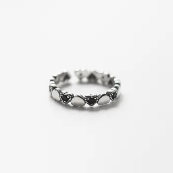 Originalus 925 Sterlingas Sidabro Širdies Žiedai Moterims Counple Vestuvės Vestuvinis Sidabro Moterų Vintage Juodas Žiedas Fine Jewelry