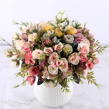 pranešk apie netikrą rožės dirbtinės gėlės aukštos kokybės puokštė hydrangea gypsophila lapų aksesuarų kalėdų namuose vestuvių dekoravimas