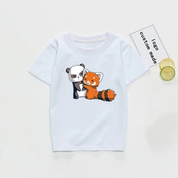 Raudona Panda Print Vaikai Marškinėlius Berniukui, Mergina Marškinėliai Vaikams, Vaikiška Mergaičių Drabužius Kawaii Kūdikių Drabužiai Juokinga Viršuje Harajuku Marškinėlius