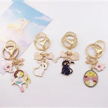 Sailor Moon Key Chain Mielas Magija Katė Ir Mėnulis Pakabukas 