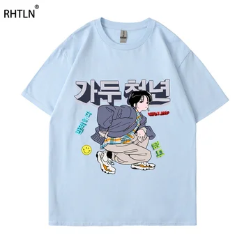 Streetwear Harajuku T-Shirt uomo Hip-Hop Animacinių filmų maglietta stampata coreana Harajuku Medvilnės Atsitiktinis 2022 M. Vasarą T-Shirt manica co