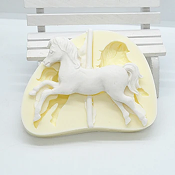 Trojos Arklys Silikono Formos Virtuvės Dervos Kepimo Įrankiai 3D Tešlos Tortas Minkštas Formų Arklių Desertas Šokolado Apdailos M123