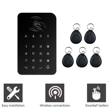 Wireless Touch Keyboard 433MHz RFID Kortelę Rankos Arba Išjungti Slaptažodį, Klaviatūra durų skambutį Dėl Protingo Namo Šeimininko Tuya Wifi, GSM apsaugos Sistemos